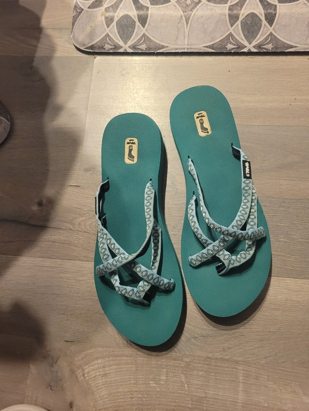 Teva Teal Women's Strappy Flip Sandals - Comfortable Summer Slip-Ons Size 10